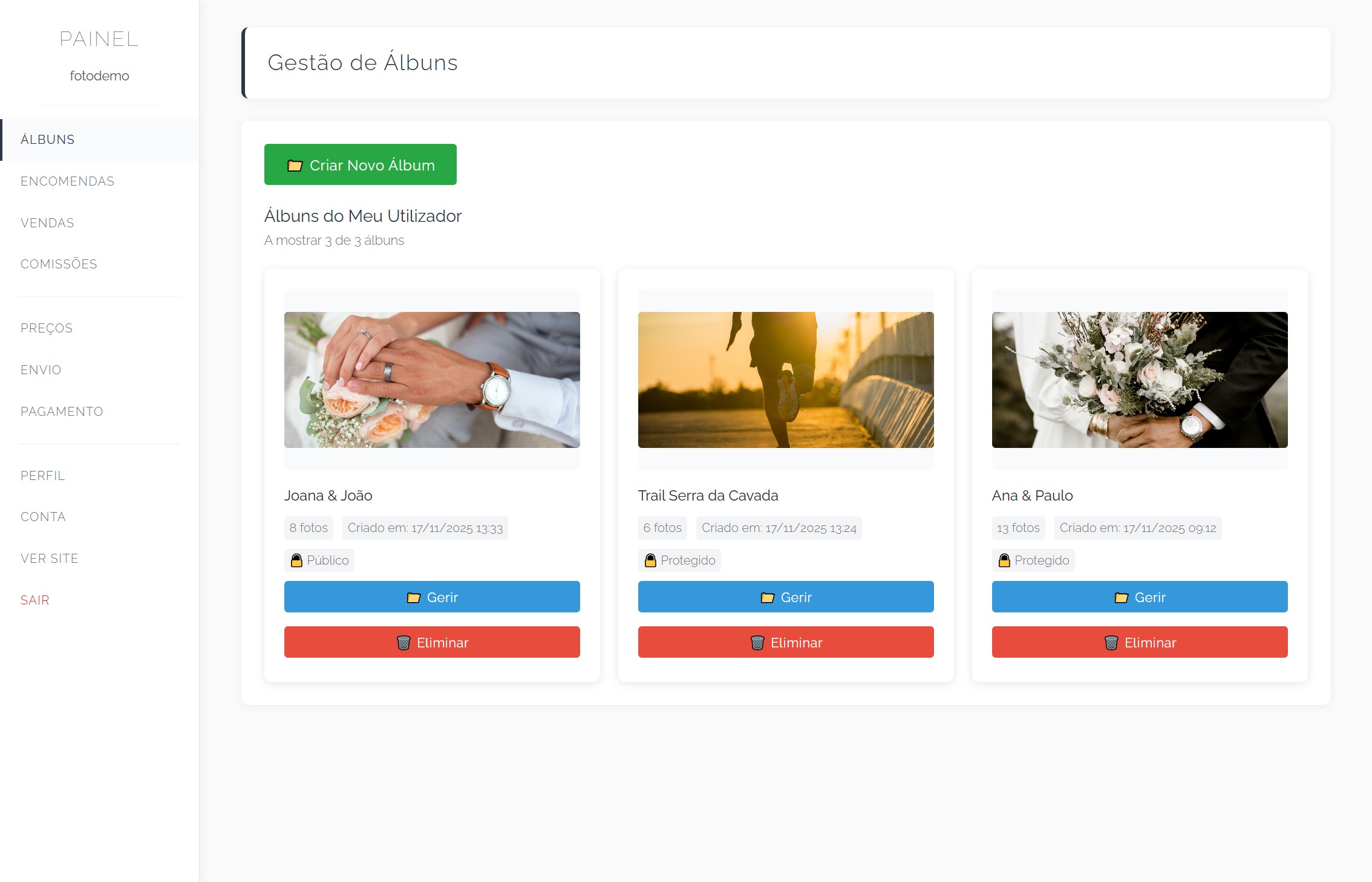 Albums Management Interface